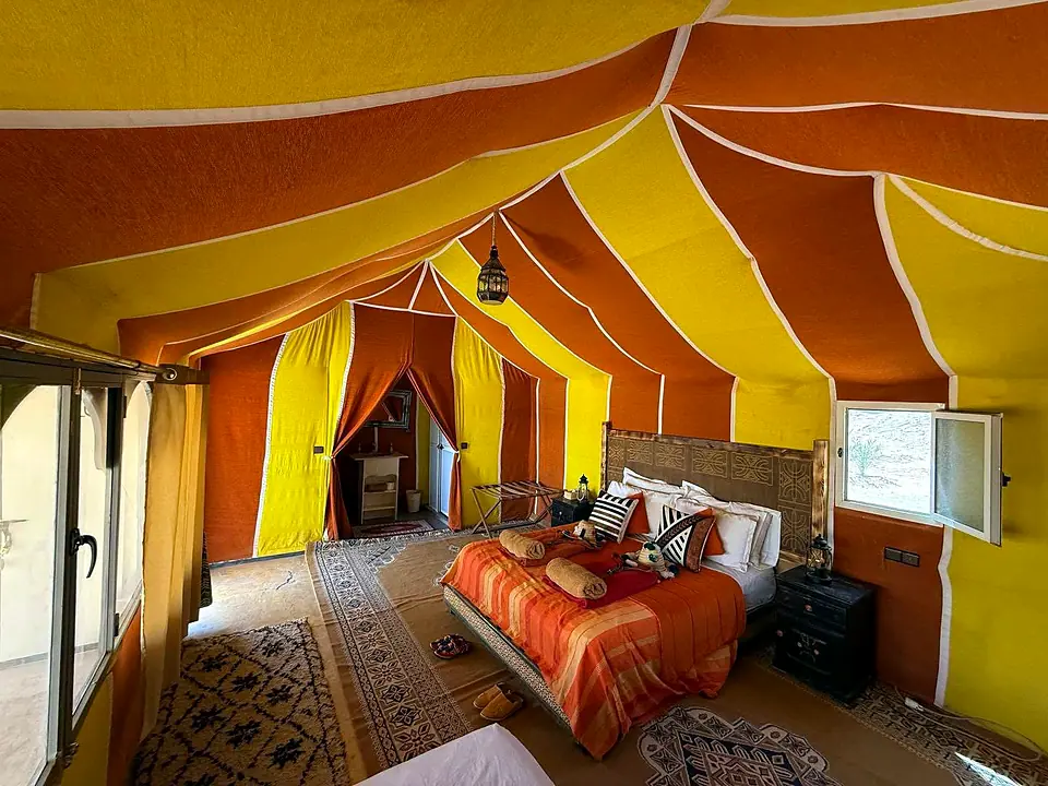 Inside a private desert tent